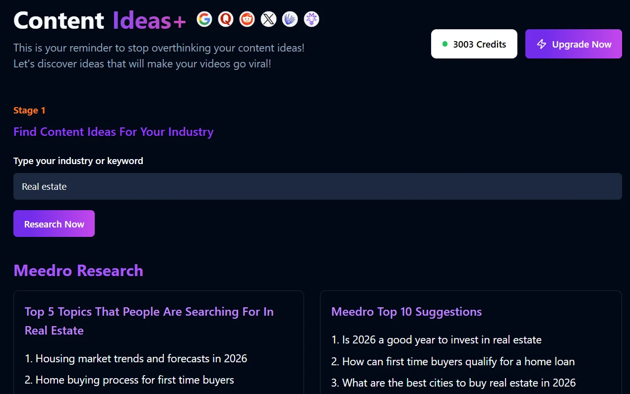 Content Ideas+ - Find trending topics from Google, Reddit, Quora, and X
